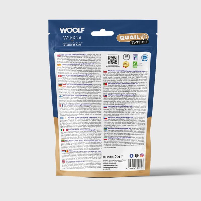 Woolf Wildcat Quail Twisties 50g
